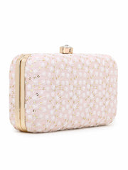 Hue Faux Silk Sequin Embroidered Box Clutch