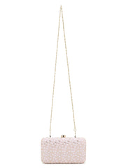 Hue Faux Silk Sequin Embroidered Box Clutch