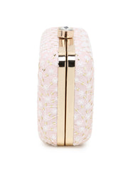 Hue Faux Silk Sequin Embroidered Box Clutch