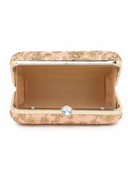 Hue Faux Silk Floral Embroidered Box Clutch