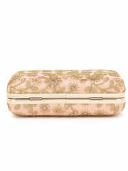 Hue Faux Silk Floral Embroidered Box Clutch