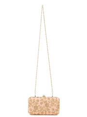 Hue Faux Silk Floral Embroidered Box Clutch