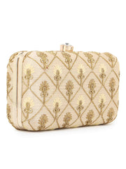Hue Faux Silk Harlequin Embroidered Box Clutch
