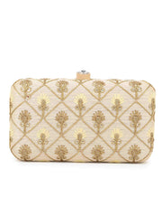 Hue Faux Silk Harlequin Embroidered Box Clutch