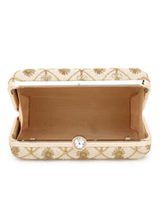 Hue Faux Silk Harlequin Embroidered Box Clutch