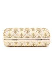 Hue Faux Silk Harlequin Embroidered Box Clutch