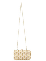 Hue Faux Silk Harlequin Embroidered Box Clutch