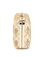 Hue Faux Silk Harlequin Embroidered Box Clutch