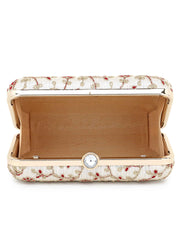Hue Faux Silk Floral Embroidered Box Clutch