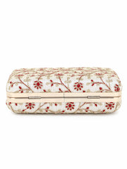 Hue Faux Silk Floral Embroidered Box Clutch