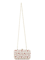 Hue Faux Silk Floral Embroidered Box Clutch