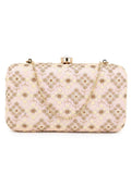 Hue Faux Silk Harlequin Embroidered Box Clutch