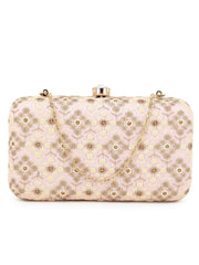 Hue Faux Silk Harlequin Embroidered Box Clutch