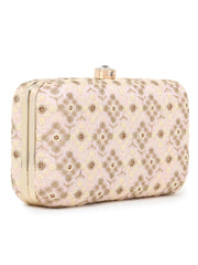 Hue Faux Silk Harlequin Embroidered Box Clutch