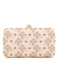 Hue Faux Silk Harlequin Embroidered Box Clutch