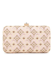 Hue Faux Silk Harlequin Embroidered Box Clutch