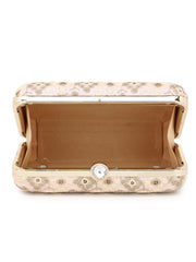 Hue Faux Silk Harlequin Embroidered Box Clutch