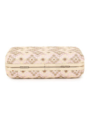 Hue Faux Silk Harlequin Embroidered Box Clutch