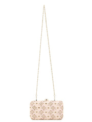 Hue Faux Silk Harlequin Embroidered Box Clutch