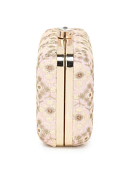 Hue Faux Silk Harlequin Embroidered Box Clutch