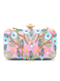 Adorn Faux Silk Floral Sequinned Clutch