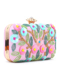 Adorn Faux Silk Floral Sequinned Clutch