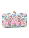 Adorn Faux Silk Floral Sequinned Clutch