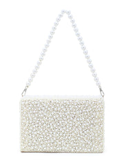 Coffer Faux Silk Pearl Beaded Clutch
