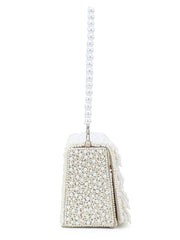 Coffer Faux Silk Pearl Beaded Clutch