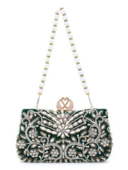 Adorn Velvet Beaded Clutch