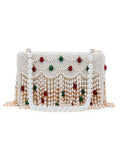 Coffer Suede Pearl Beaded Clutch