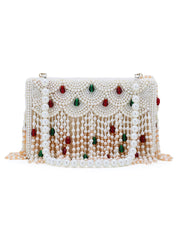 Coffer Suede Pearl Beaded Clutch