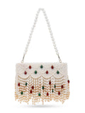 Coffer Suede Pearl Beaded Clutch