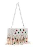 Coffer Suede Pearl Beaded Clutch