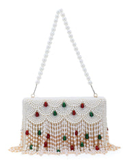 Coffer Suede Pearl Beaded Clutch