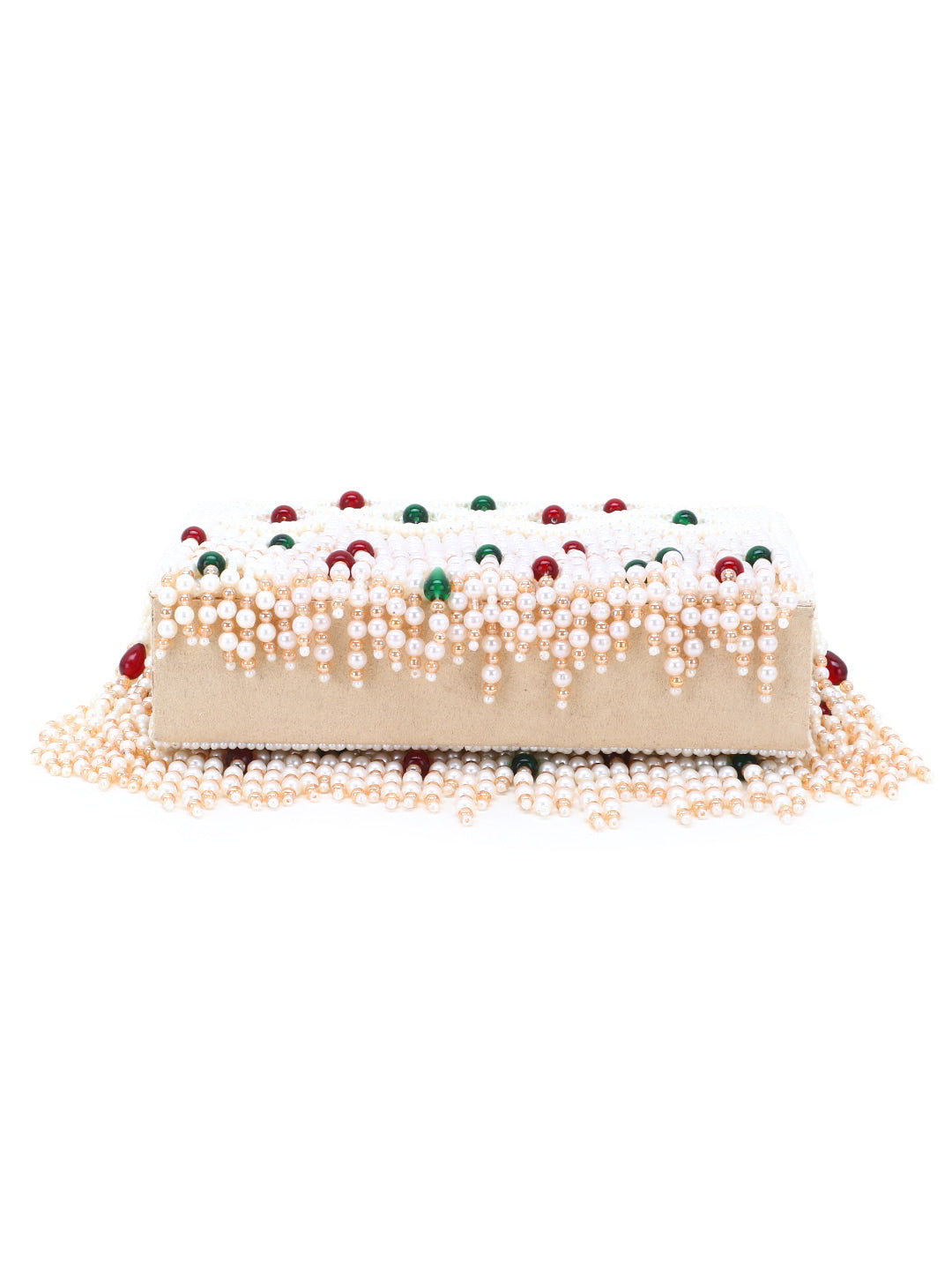Coffer Suede Pearl Beaded Clutch