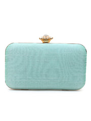 Adorn Faux Silk Floral Embroidered Clutch
