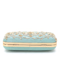 Adorn Faux Silk Floral Embroidered Clutch