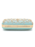 Adorn Faux Silk Floral Embroidered Clutch
