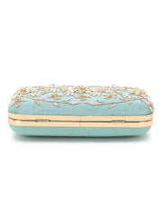 Adorn Faux Silk Floral Embroidered Clutch