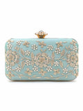 Adorn Faux Silk Floral Embroidered Clutch