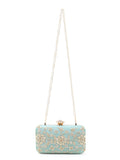 Adorn Faux Silk Floral Embroidered Clutch