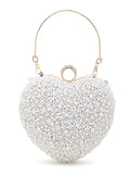 Love Faux Silk Pearl Embellished Heart shaped Clutch