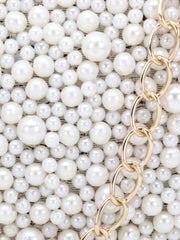 Love Faux Silk Pearl Embellished Heart shaped Clutch