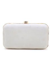 Adorn Faux Silk Geometric Clutch with Mirror Work