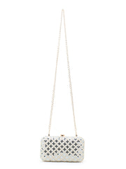 Adorn Faux Silk Geometric Clutch with Mirror Work