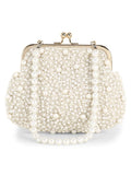 Pochette Faux Silk Pearl Embellished Clutch