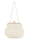 Pochette Faux Silk Pearl Embellished Clutch