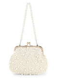 Pochette Faux Silk Pearl Embellished Clutch