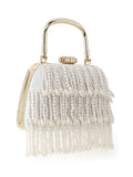 Pochette Faux Silk Pearl Embellished Clutch